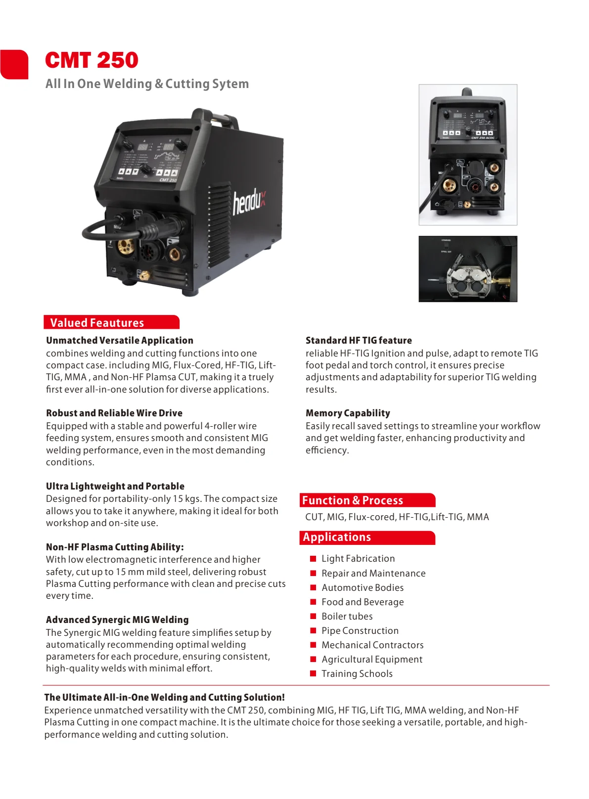 CMT 250 Product Catalogue - page 2 of 4