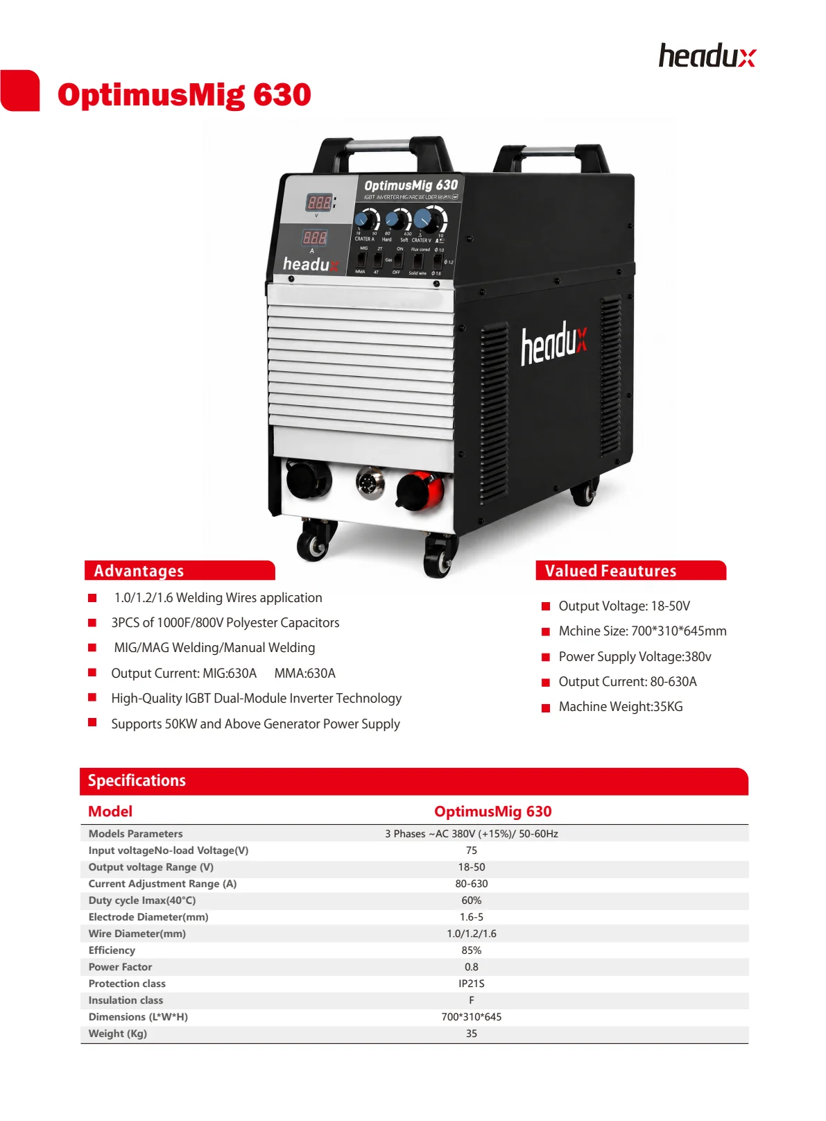 Cover of OptimusMig 630 Product Catalogue
