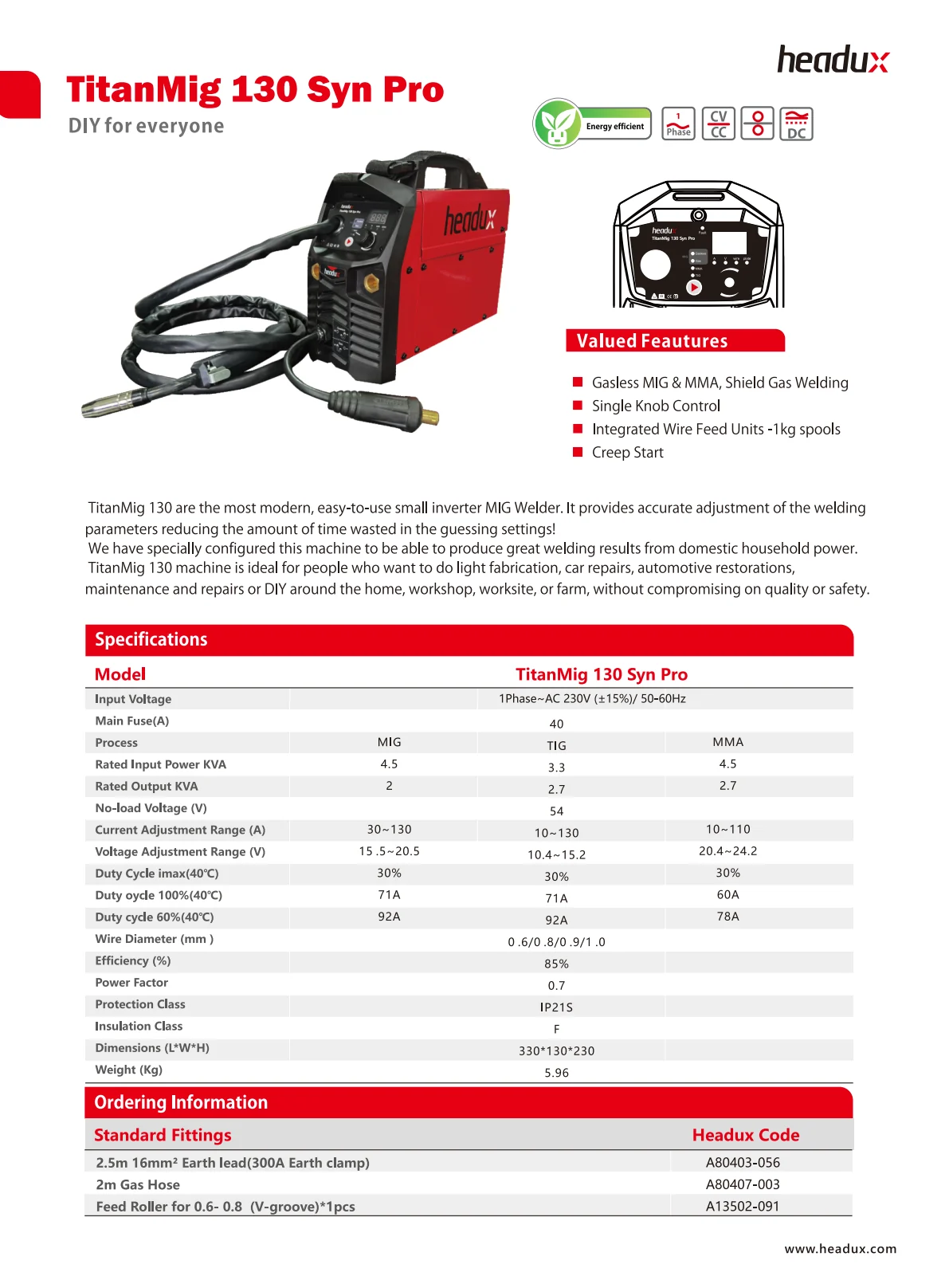 Cover of TitanMig 130 Syn Pro Product Catalogue