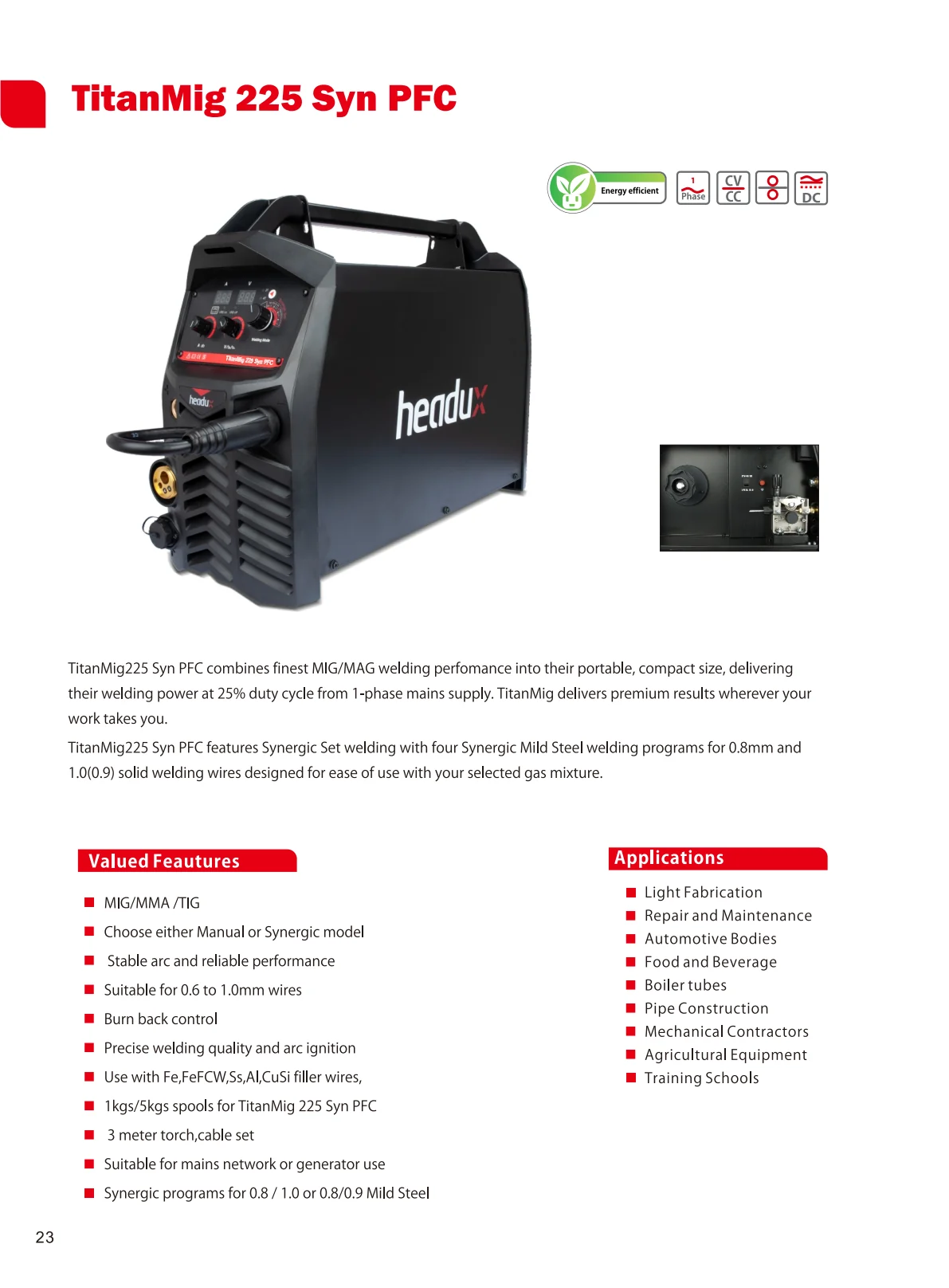 Cover of TitanMig 225 Syn PFC Product Catalogue